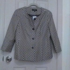 Talbots Brown & Cream Geometric Pattern Blazer